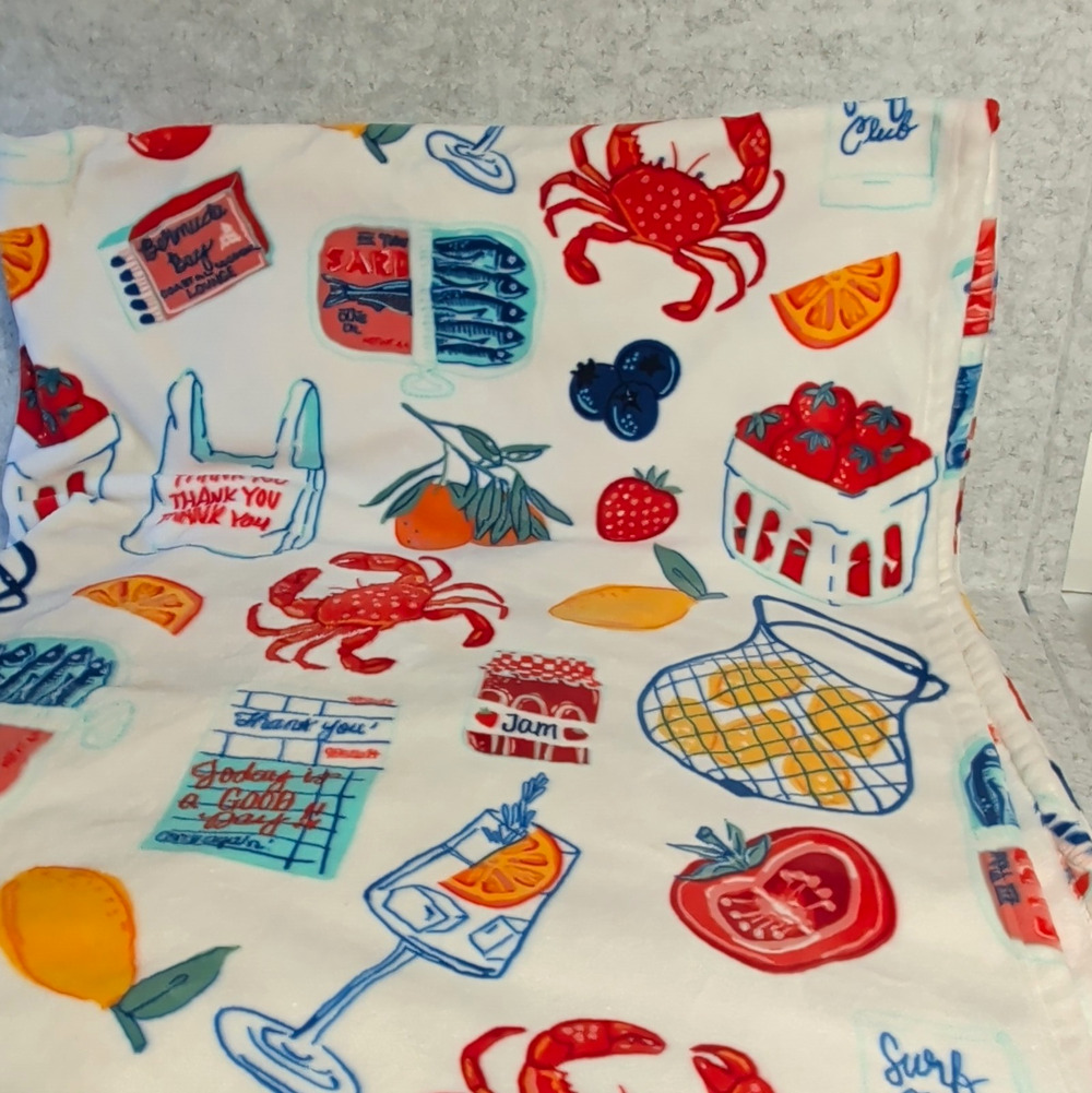 Mercato Oversized King Blanket 70x120 Huge Plush Throw Summer Coastal Crabs food